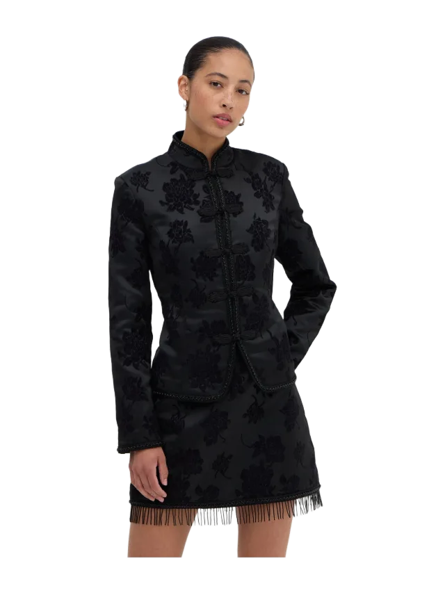 Hill House The Felicity Skirt - Midnight Flocked Brocade