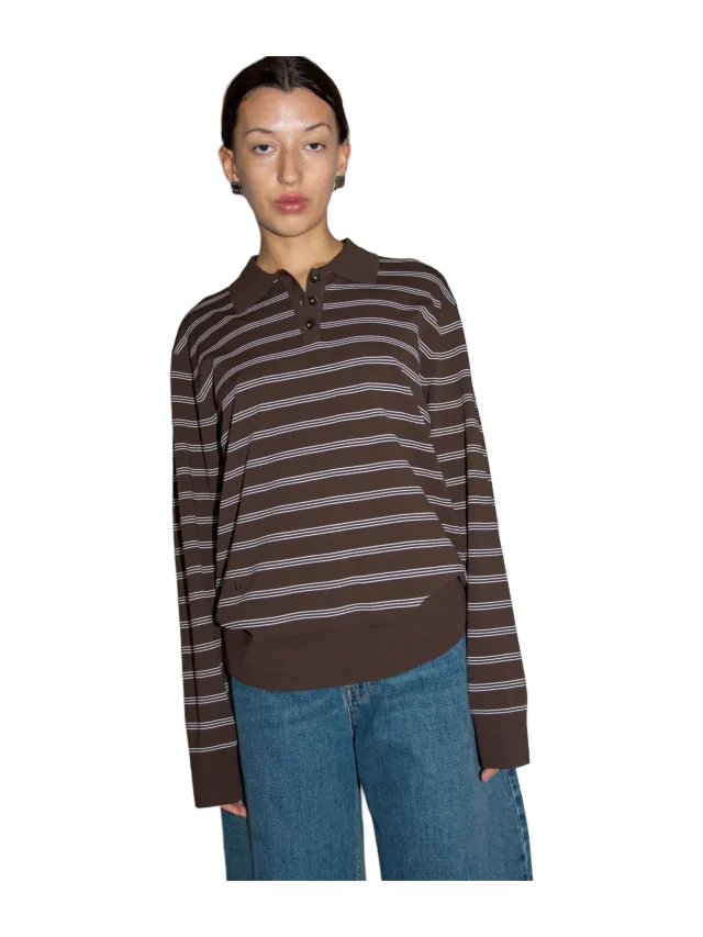 The Garment THE GARMENT, Madison Polo, Espresso/Ecru stripes