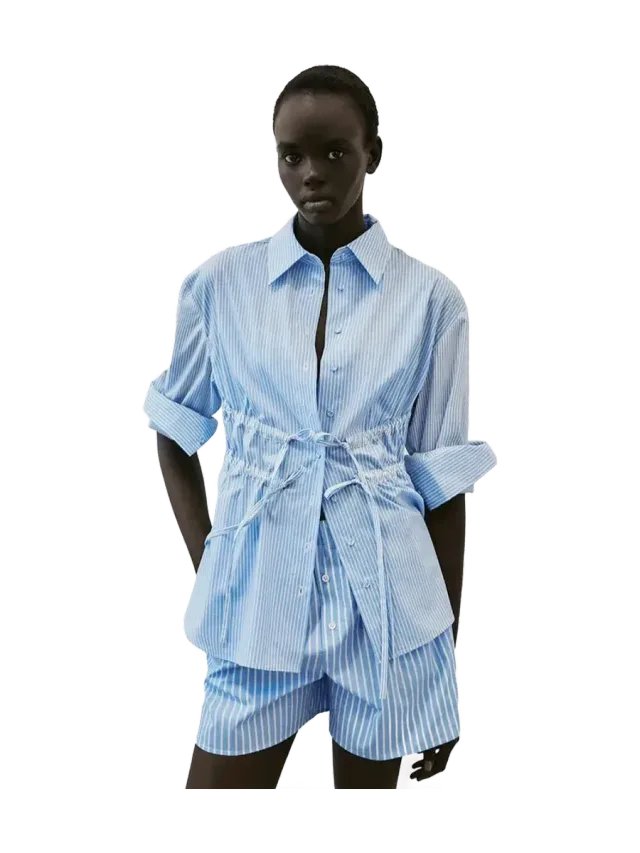 AKNVAS The Marina cotton poplin shirt in mini stripes - final sale