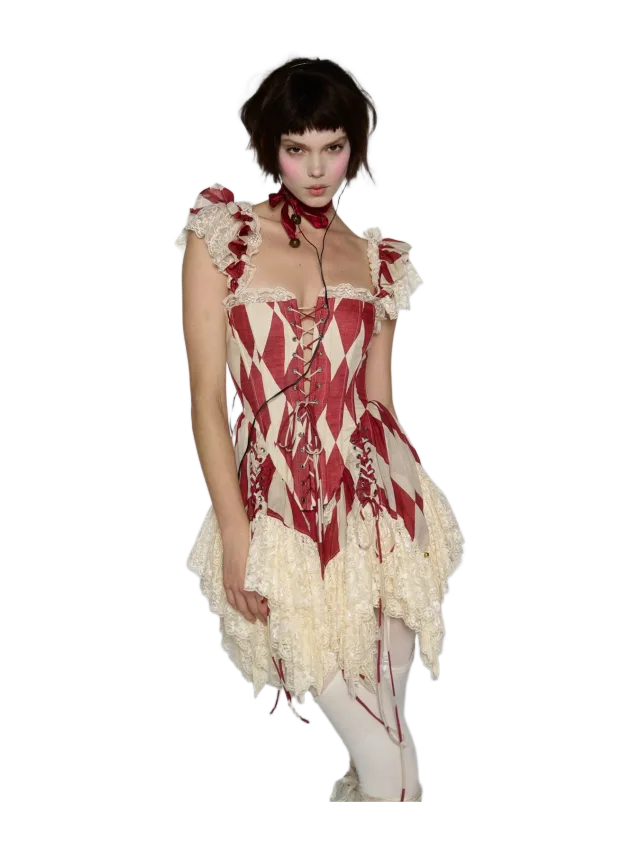 Selkie The Red Harlequin Jester Corset