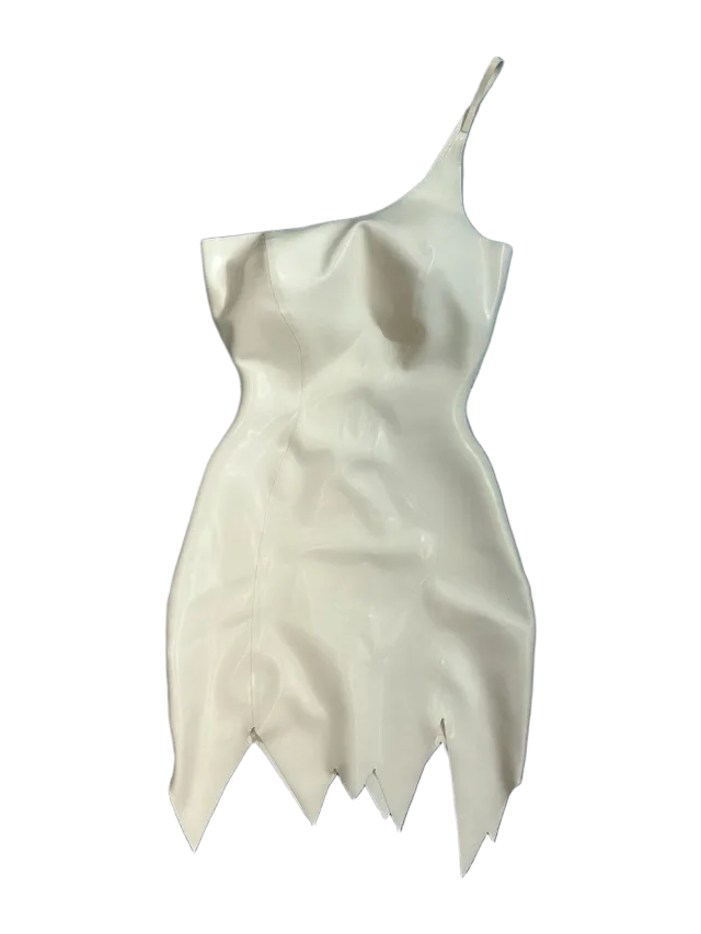 POSTER GIRL THE STONE AGE LATEX DRESS OFF WHITE