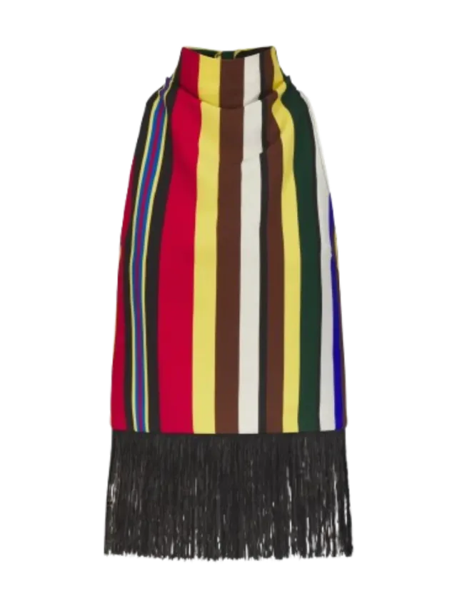 Simon Miller Tia Crepe Fringe Top In Primary Stripe