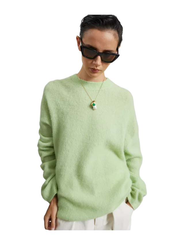 The Frankie Shop Timea Mohair Fuzzy Sweater - Lime