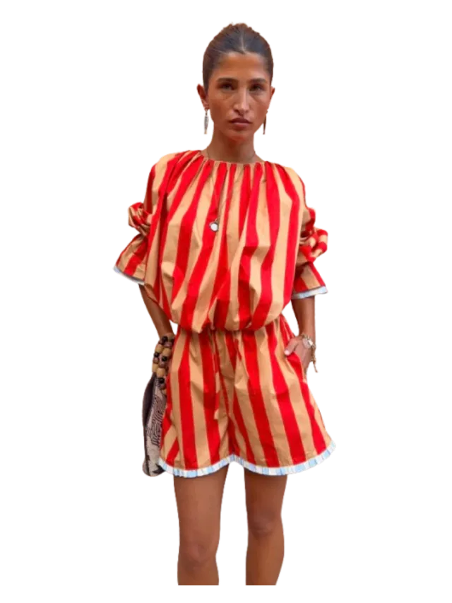 Never Fully Dressed Tomato Stripe Ellie Shorts