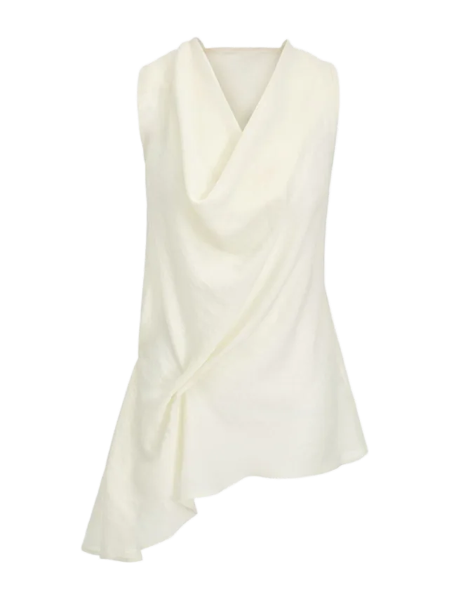 Source Unknown Tomi Asymmetrical Drape Satin Top