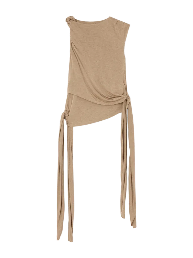 GANNI Top in Beige Jersey
