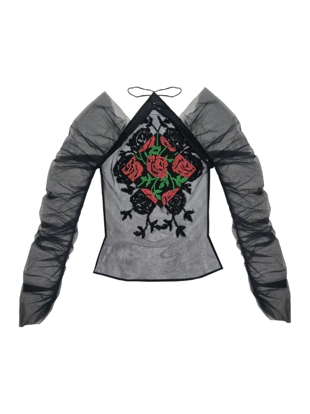 ELSA NILAJ Top With Hand Embroidery