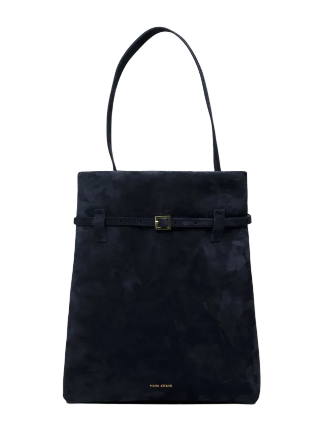 Manu Atelier Tote du Jour Dark Navy Suede