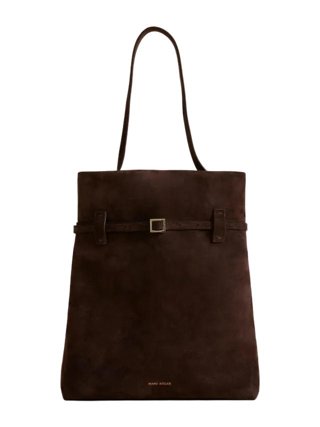 Manu Atelier Tote Du Jour Deep Brown Suede