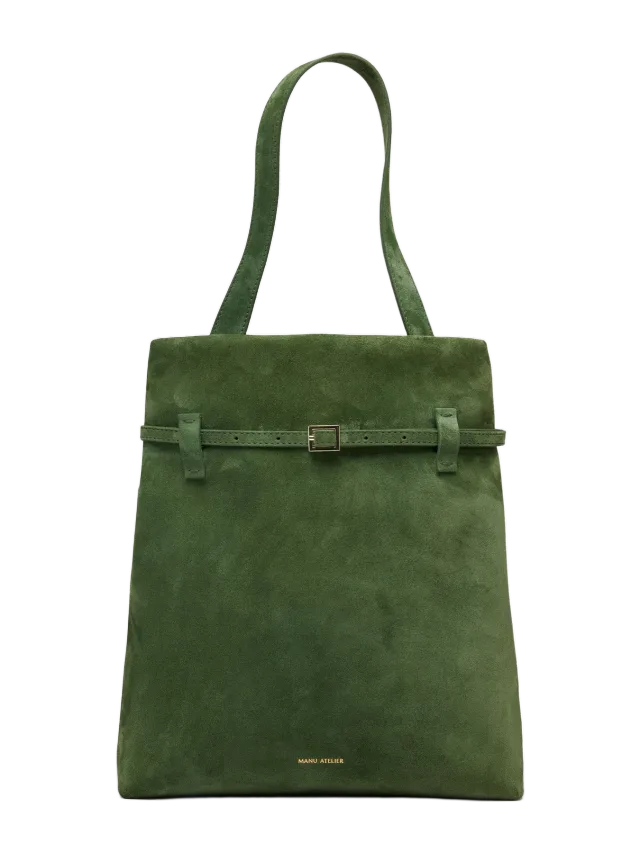 Manu Atelier Tote Du Jour Velvet Green Suede