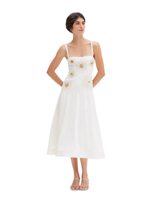 PatBO TROPIC LINEN MIDI DRESS