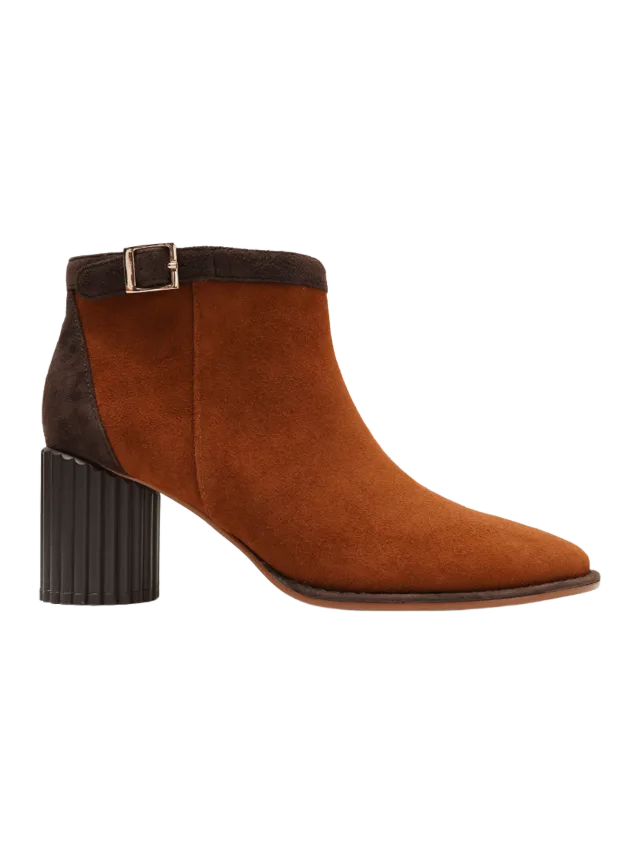 Cecelia New York TULIA - CHOCOLATE COGNAC SUEDE BOOTIE