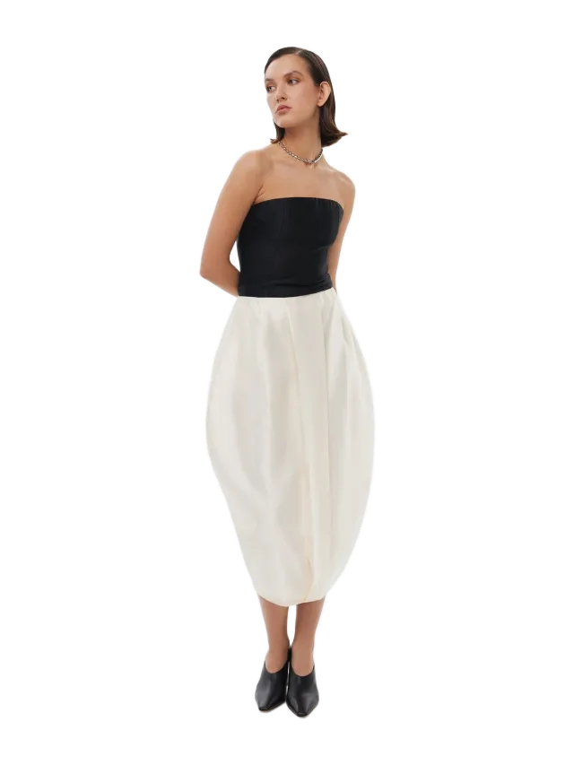 Alas Silk Tulip Skirt in Starlight White