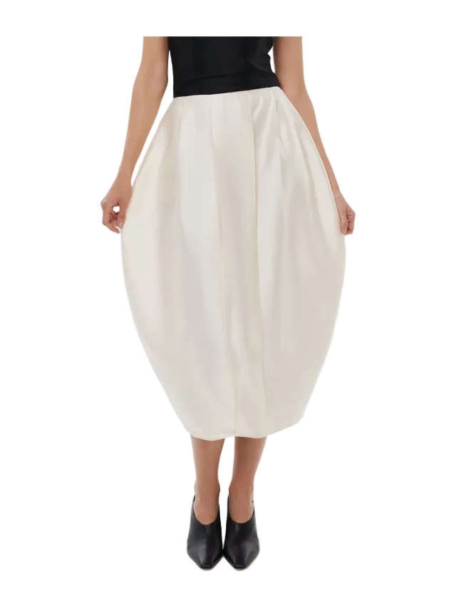 Alas Silk Tulip Skirt in Starlight White