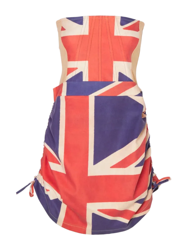 Sinead Gorey Union-Jack Corset Draped Dress