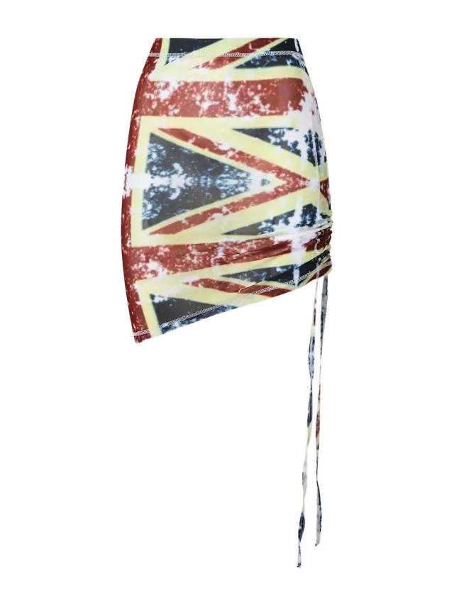 Sinead Gorey Union Jack Print Ruched Skirt