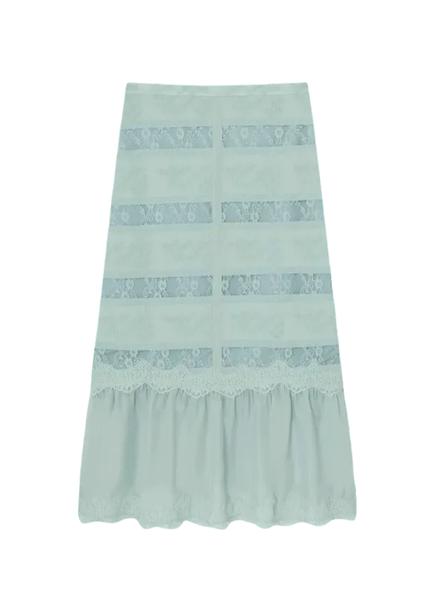 Laagam VALENTINA BLUE LACE MIDI SKIRT