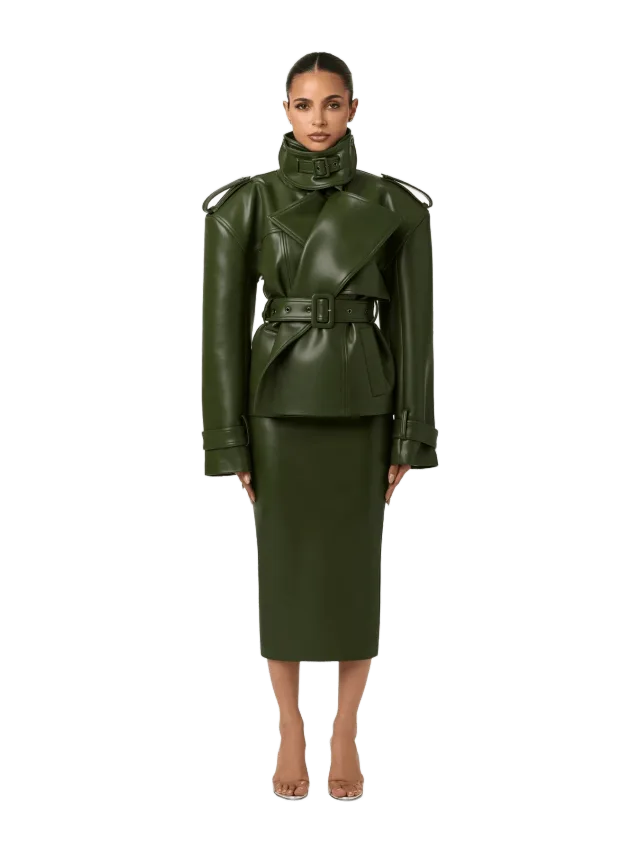Naked Wardrobe Vegan Leather Midi Skirt