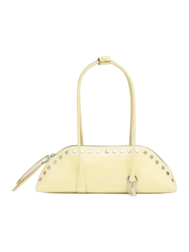 Alohas Vera Studs Patent Pale Yellow Leather Bag