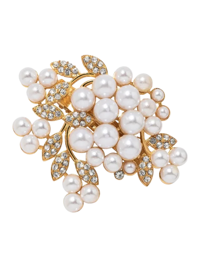 Jennifer Behr Verona Brooch -- Pearl Gold