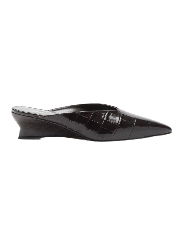 Le Monde Béryl Victoria Micro Wedge Mule / Coco Brown Croc Effect Leather