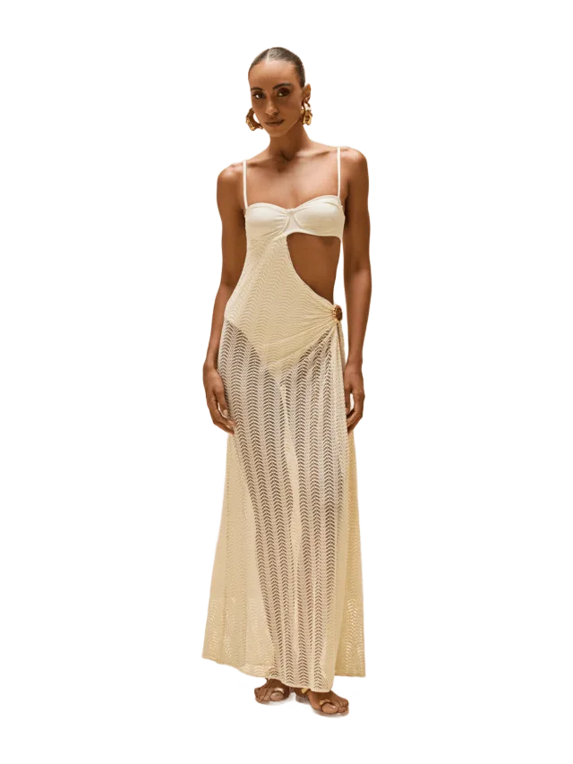 PatBO Wave Mesh Cut Out Beach Dress
