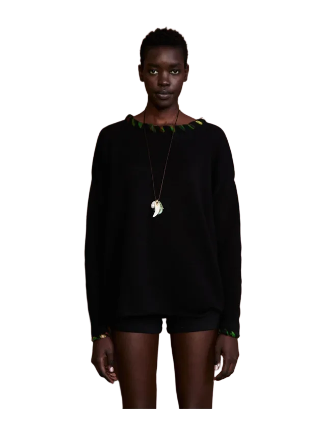 Chan Luu Whipstitch Sweater Black