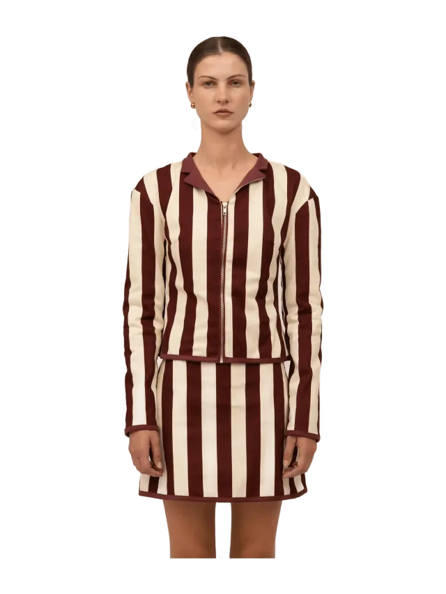 Whistles Burgundy Striped Jacket