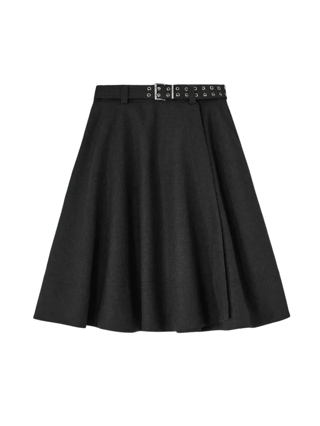 GANNI Wool Suiting Wrap Skirt