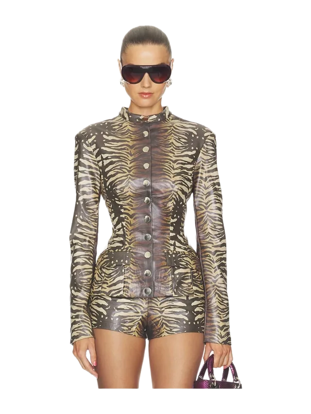 WeWoreWhat Faux Leather Military Jacket
