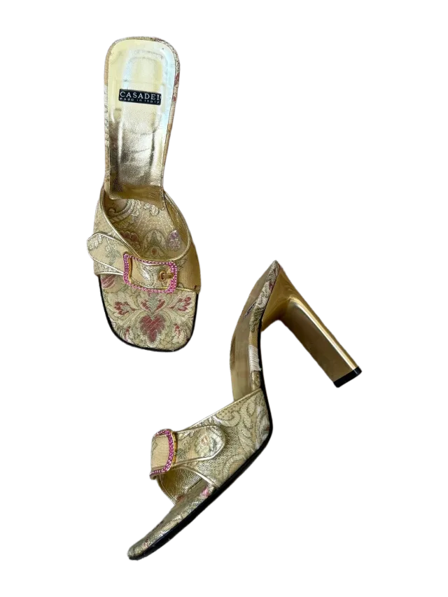Casadei Y2K Gold Jacquard Mules