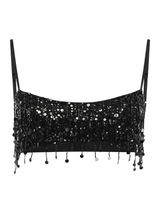 Asta Resort Yasmin Hand Beaded Bralette - Midnight Black