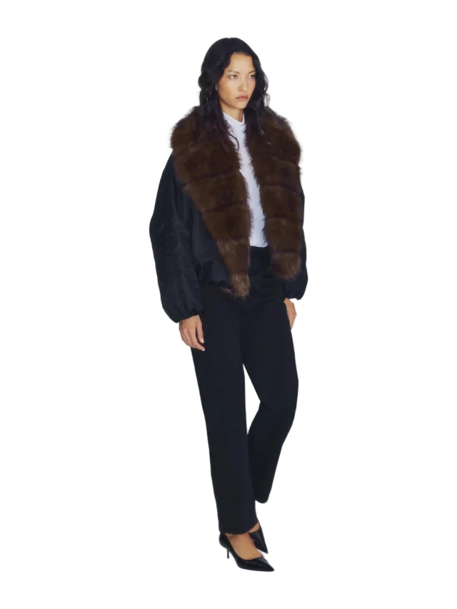 Zara ZW COLLECTION FAUX FUR EFFECT COLLAR BOMBER JACKET