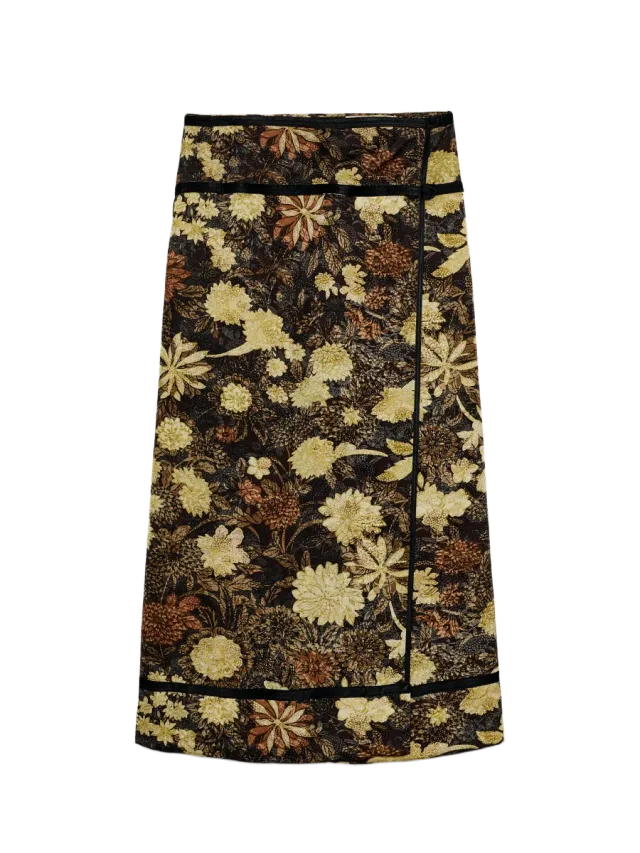 Zara ZW Collection Floral Wrap Skirt