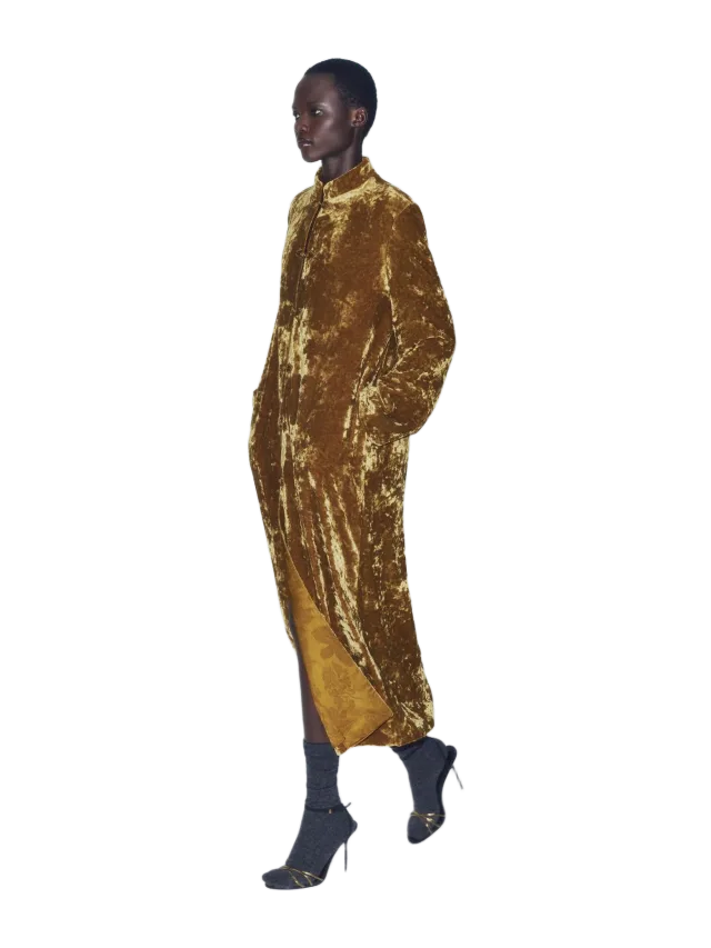 Zara ZW COLLECTION VELVET COAT WITH FROG FASTENING