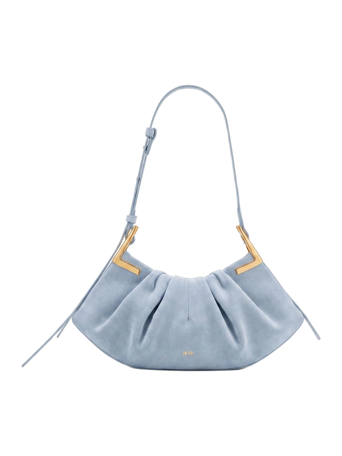 JW Pei Amelia Faux Suede Pleated Shoulder Bag - Sky Blue