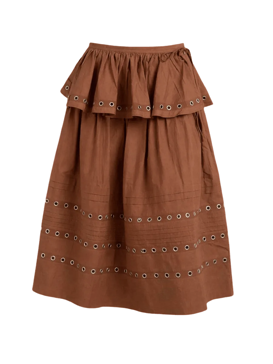 Damson Madder Anika Eyelet Skirt With Ruffle Belt