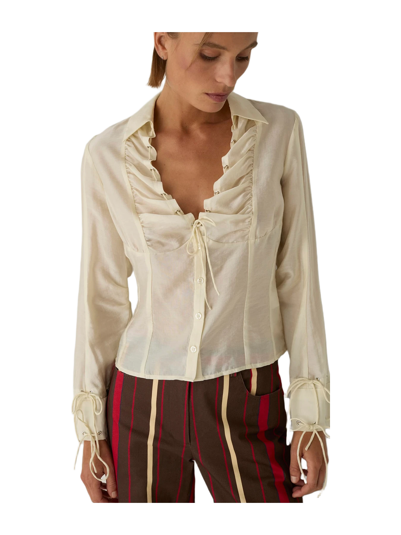 Laagam Arwen Ecru Ruched Blouse