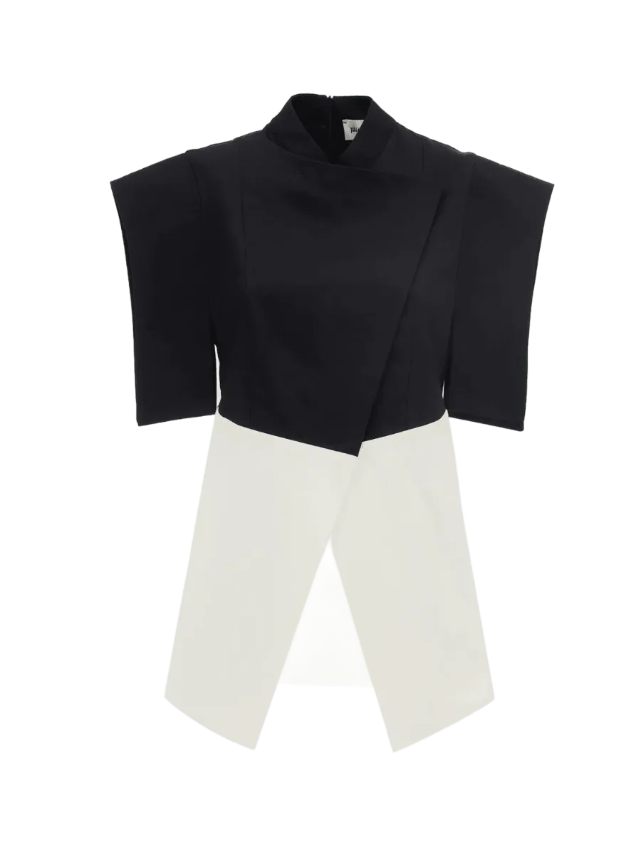 Doors Asymmetric Colour Block Top - Black & White