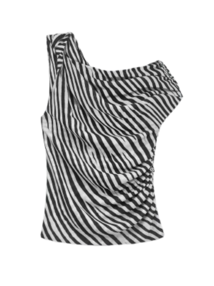 ESTHÉ Asymmetric Twist Printed Top