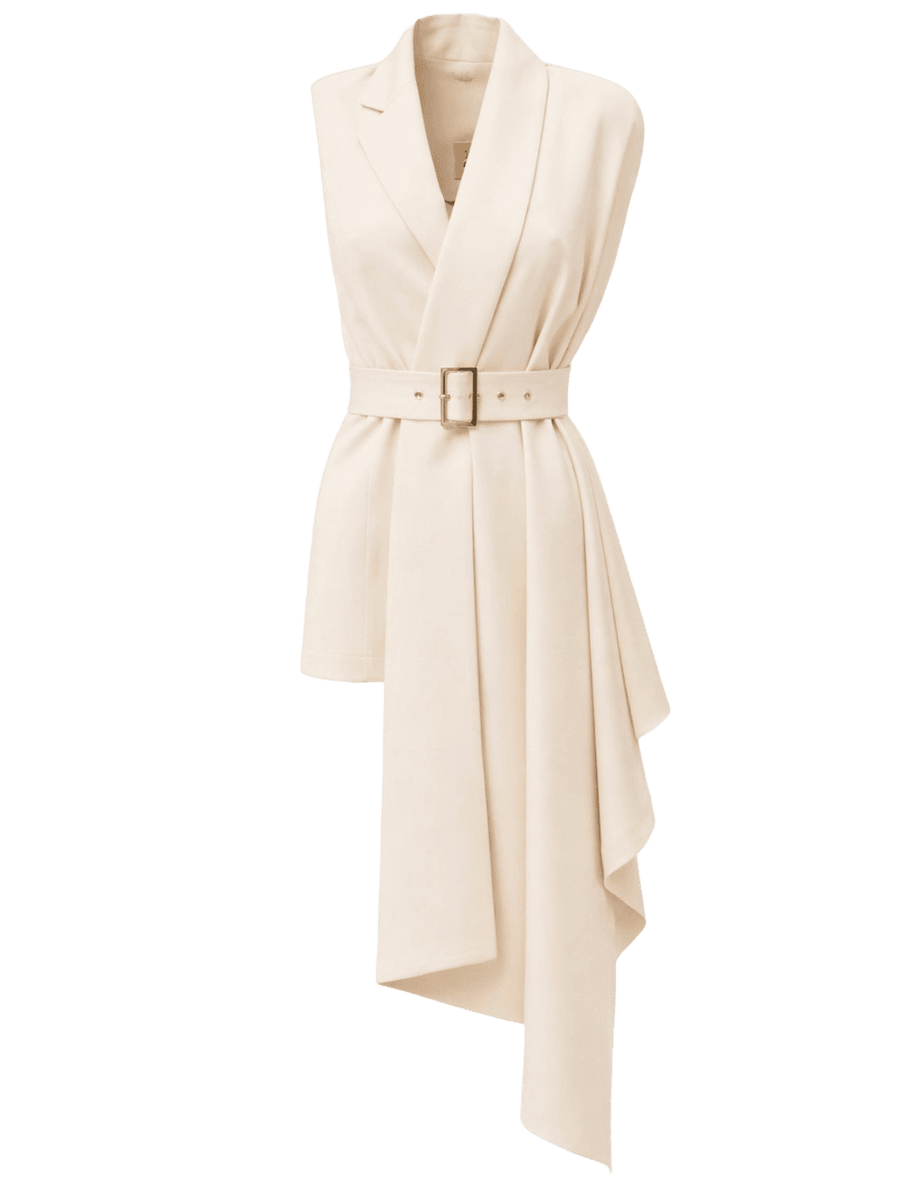Doors Asymmetrical Sleeveless Blazer - Ecru