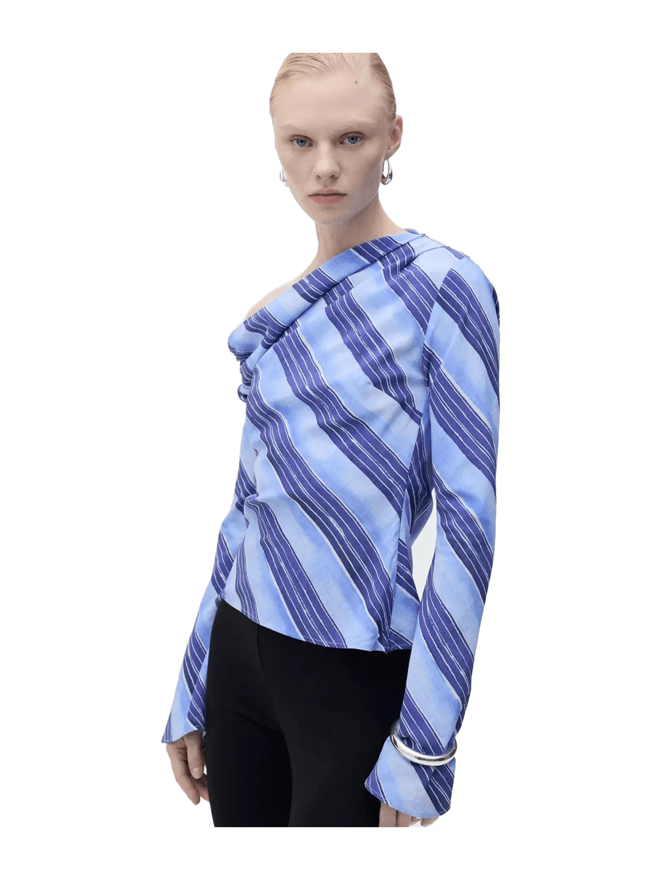 Mango Asymmetrical Striped Blouse