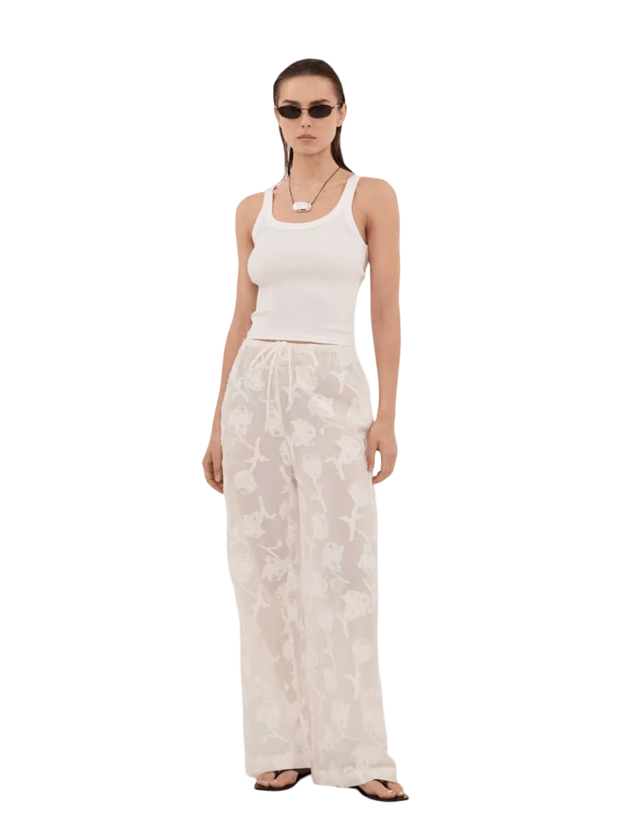 Dissh AZALEA OFF WHITE JACQUARD PANT