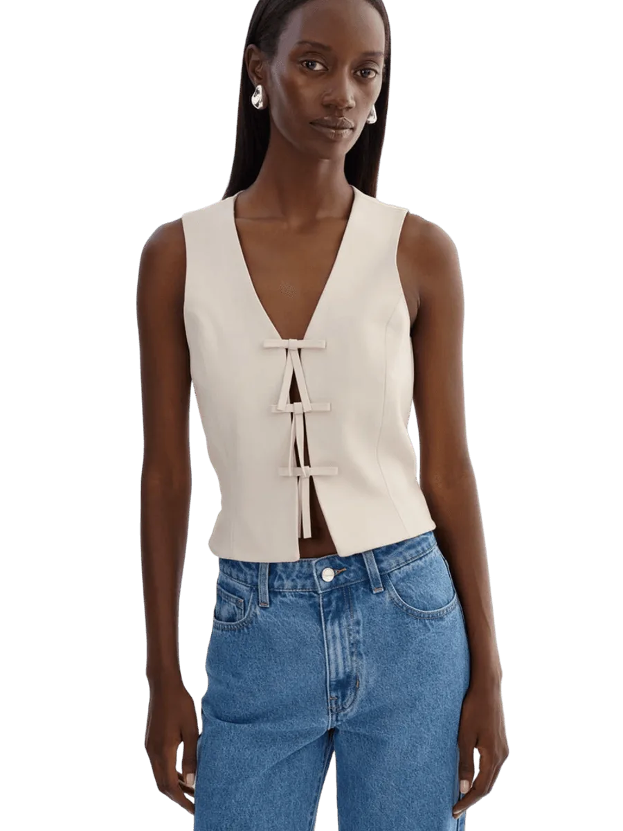 Lamarque BASTINA | Leather Bow Top