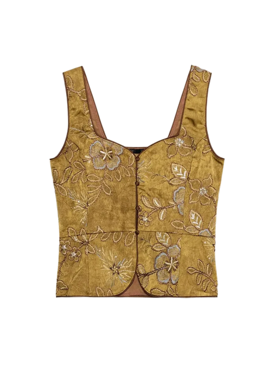 Zara Beaded Embroidered Vest Top