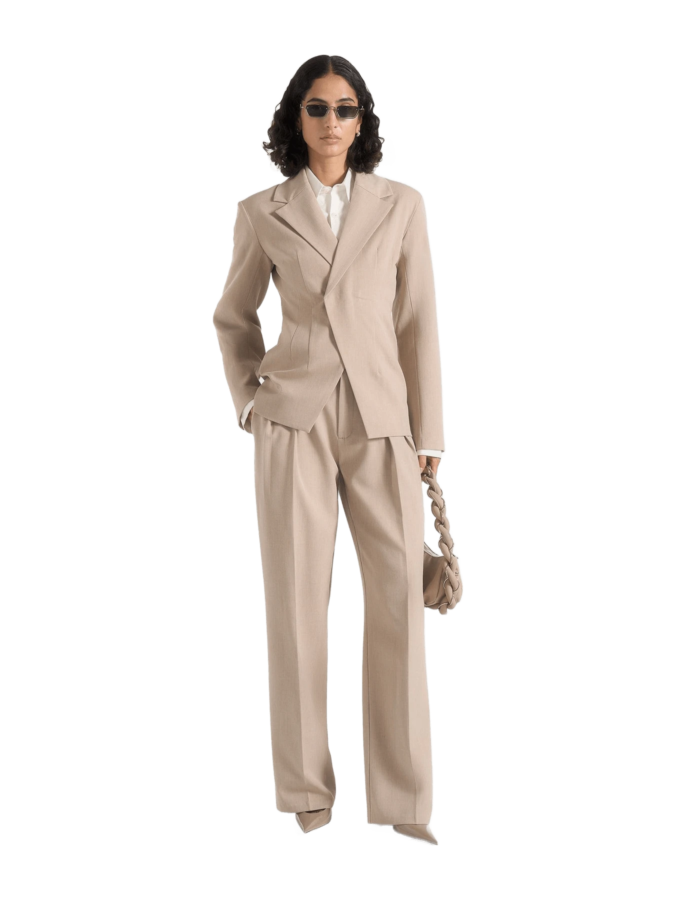Manière de Voir Beatrice - Tailored Cinched Blazer - Beige