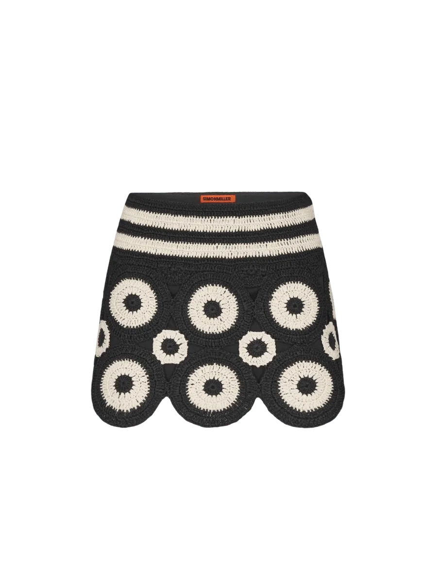 Simon Miller Beep Beep Mini Skirt In Cream/Black