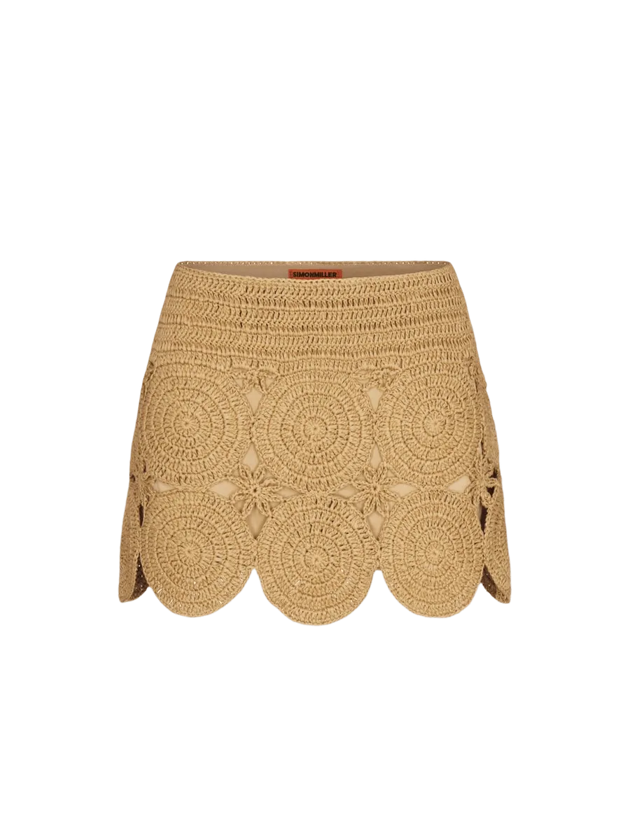 RAFFIA CROCHET Beep Beep Mini Skirt in Natural