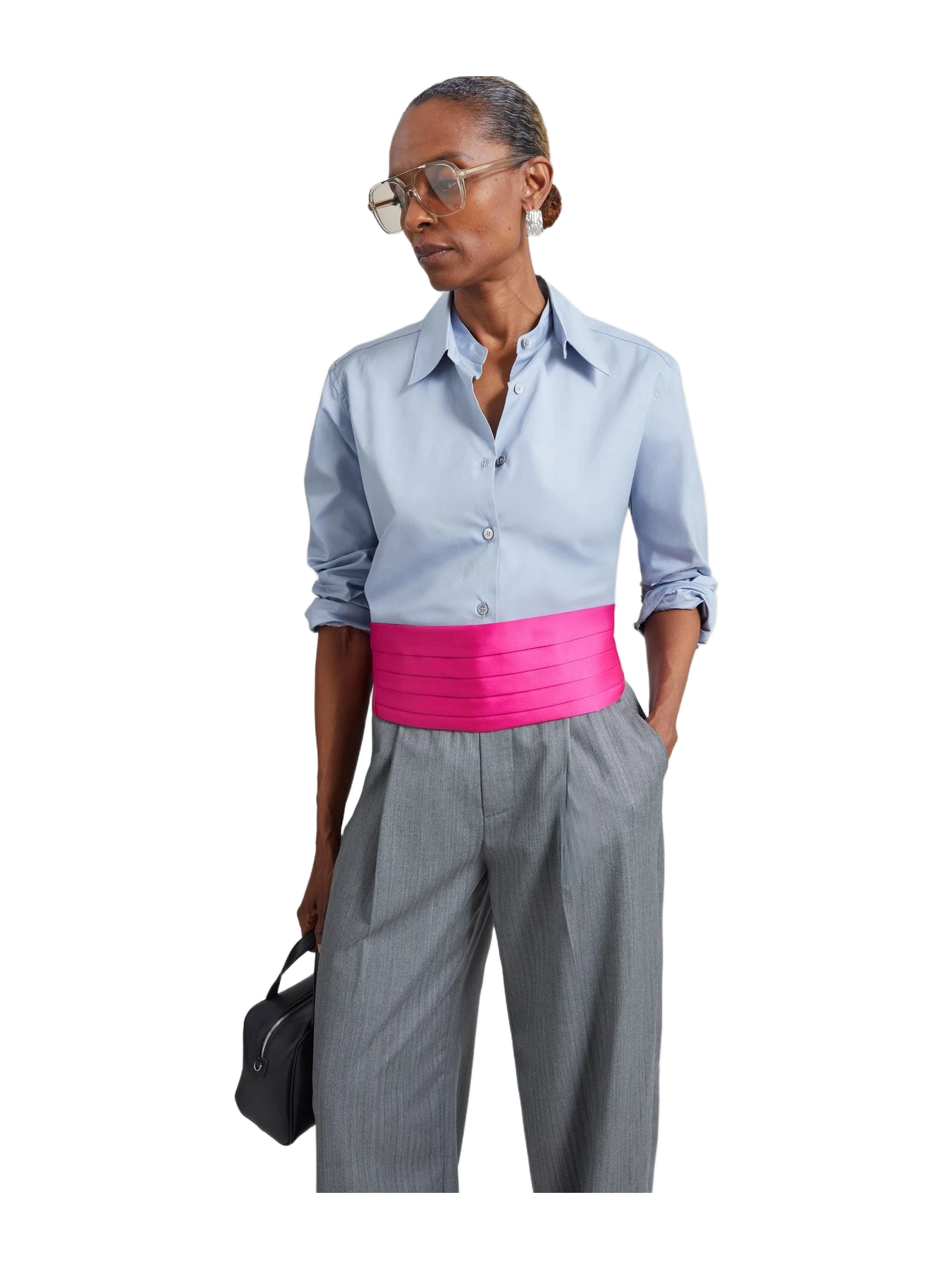 The Frankie Shop Bellano Satin Cummerbund Belt - Hot Pink