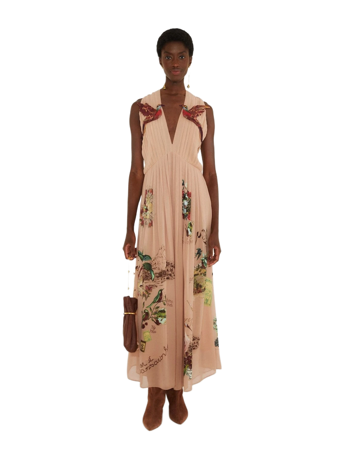 Farm Rio Bird Poetry Hummingbird Sleeveless Maxi Dress